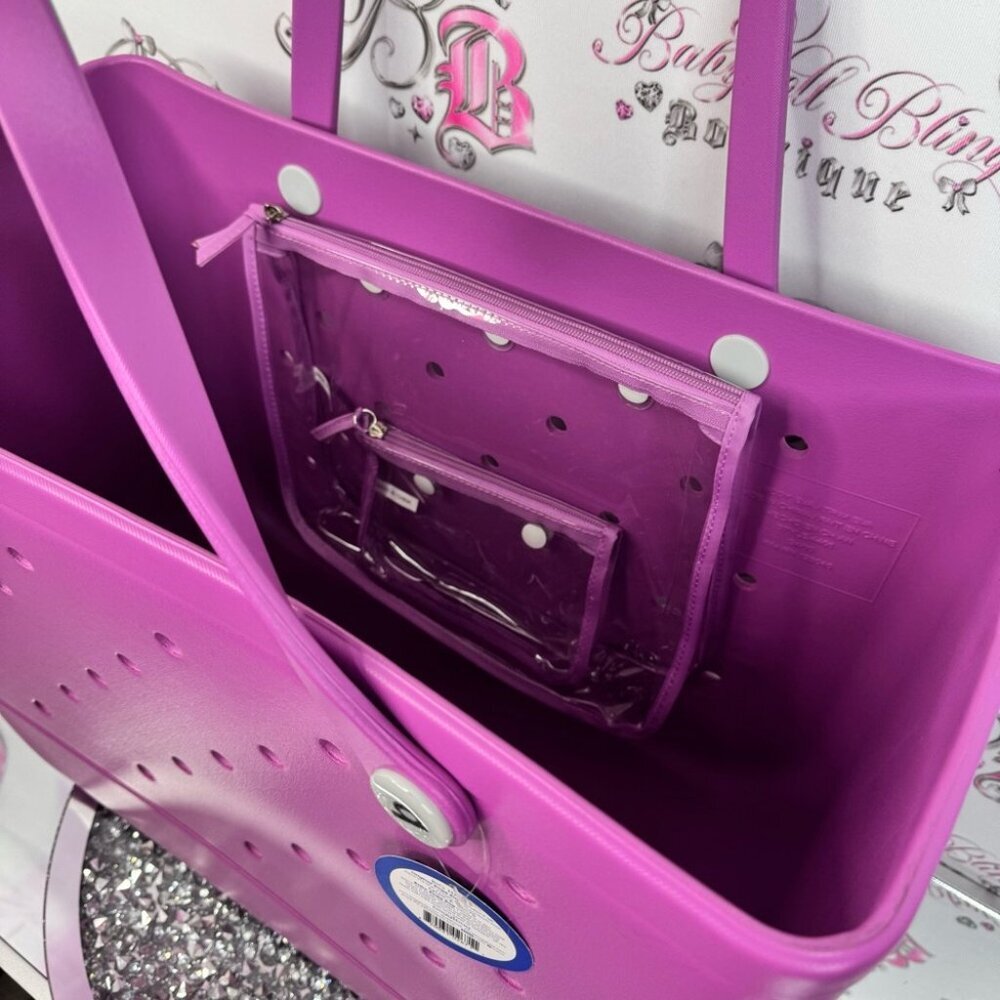 Bogg Bag large Purple Tote raspberry rare discontinued color sherbet purple pink - Picture 9 of 11